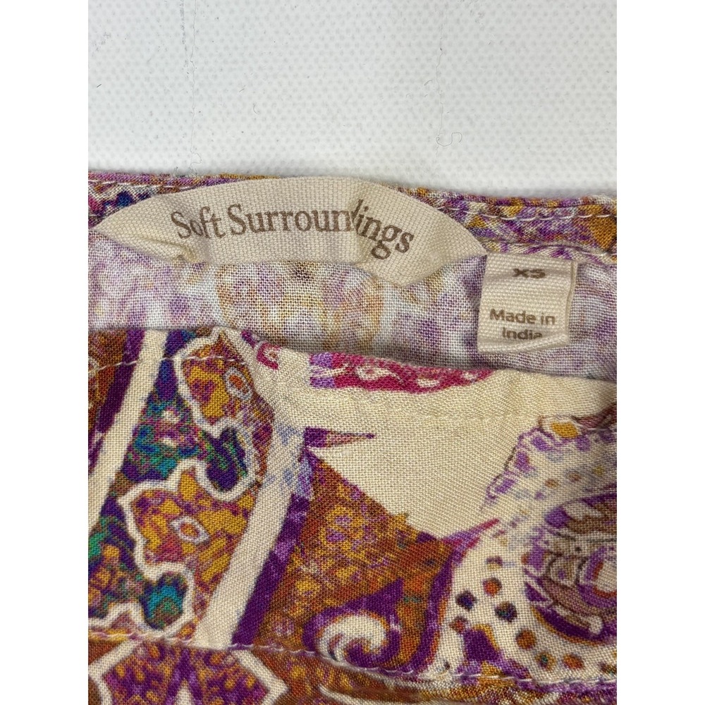 Soft Surroundings Tunic Top Women's XS Paisley Floral Boho Short Sleeve - Picture 2 of 10